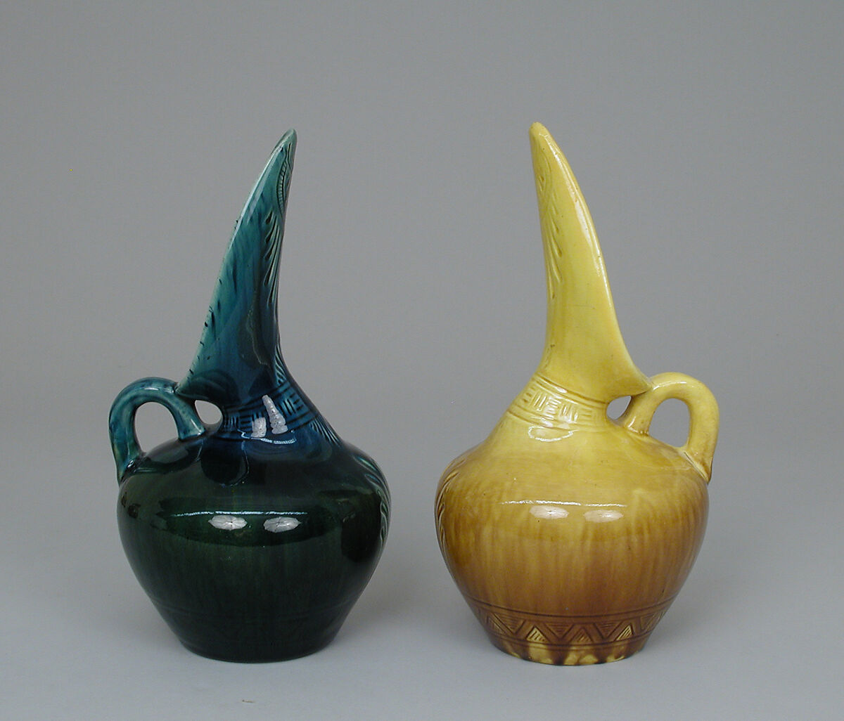 Jug, Christopher Dresser (British, Glasgow, Scotland 1834–1904 Mulhouse), Glazed earthenware, British