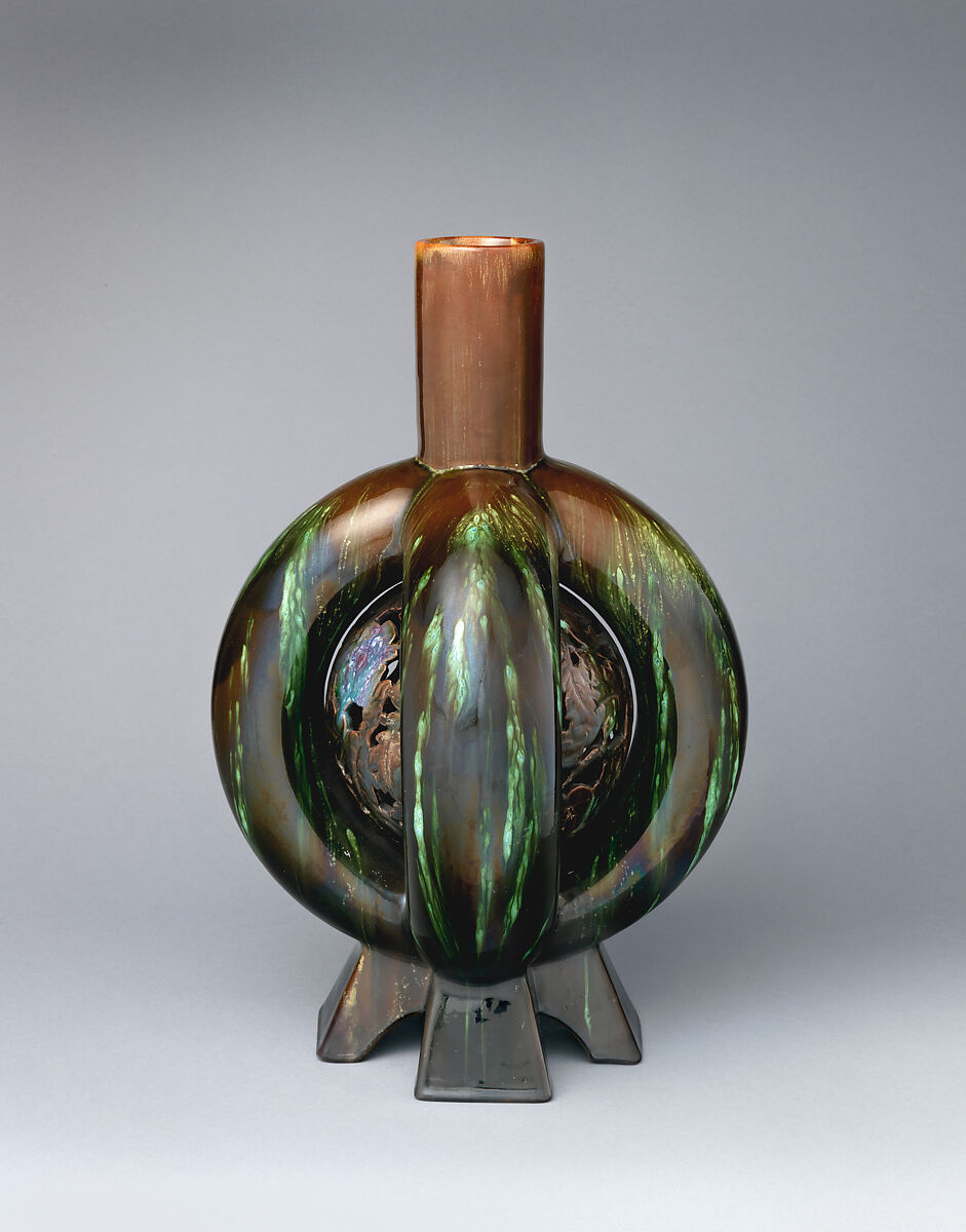 Lobed bottle vase, Christopher Dresser (British, Glasgow, Scotland 1834–1904 Mulhouse), Glazed earthenware, British 