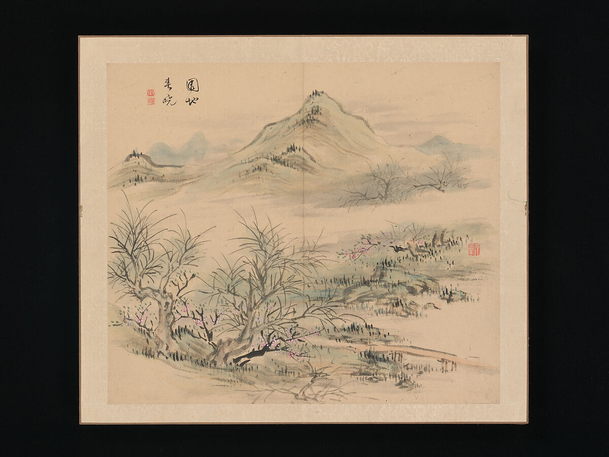 Landscapes of the Four Seasons, Takaku Aigai (Japanese, 1796–1843), Album with twelve leaves; ink and color on paper, Japan