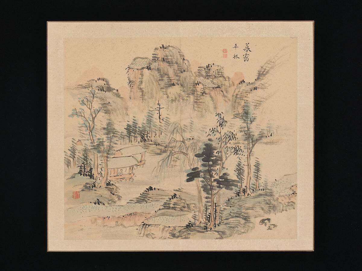 Landscapes of the Four Seasons, Takaku Aigai (Japanese, 1796–1843), Album with twelve leaves; ink and color on paper, Japan