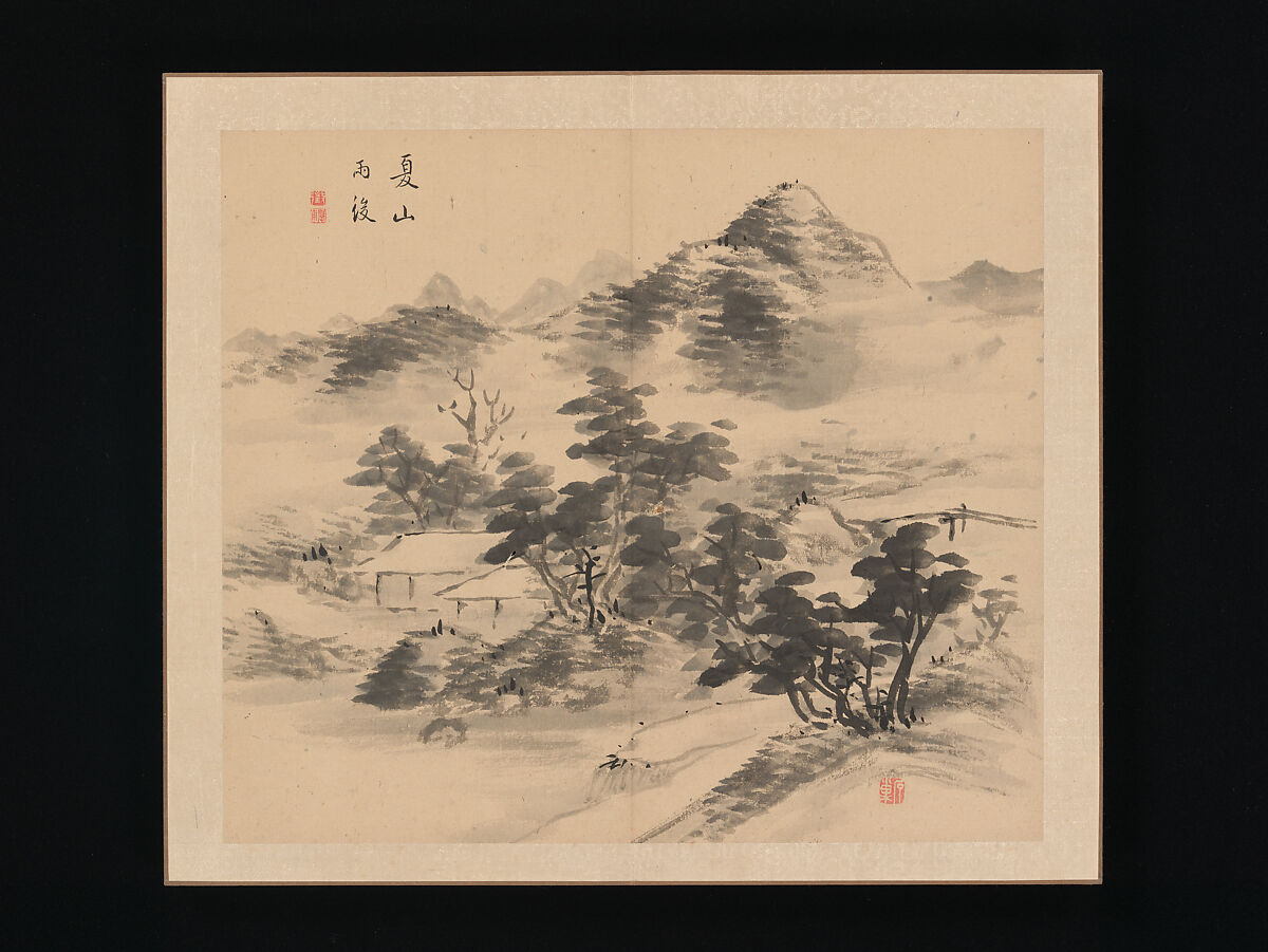 Landscapes of the Four Seasons, Takaku Aigai (Japanese, 1796–1843), Album with twelve leaves; ink and color on paper, Japan