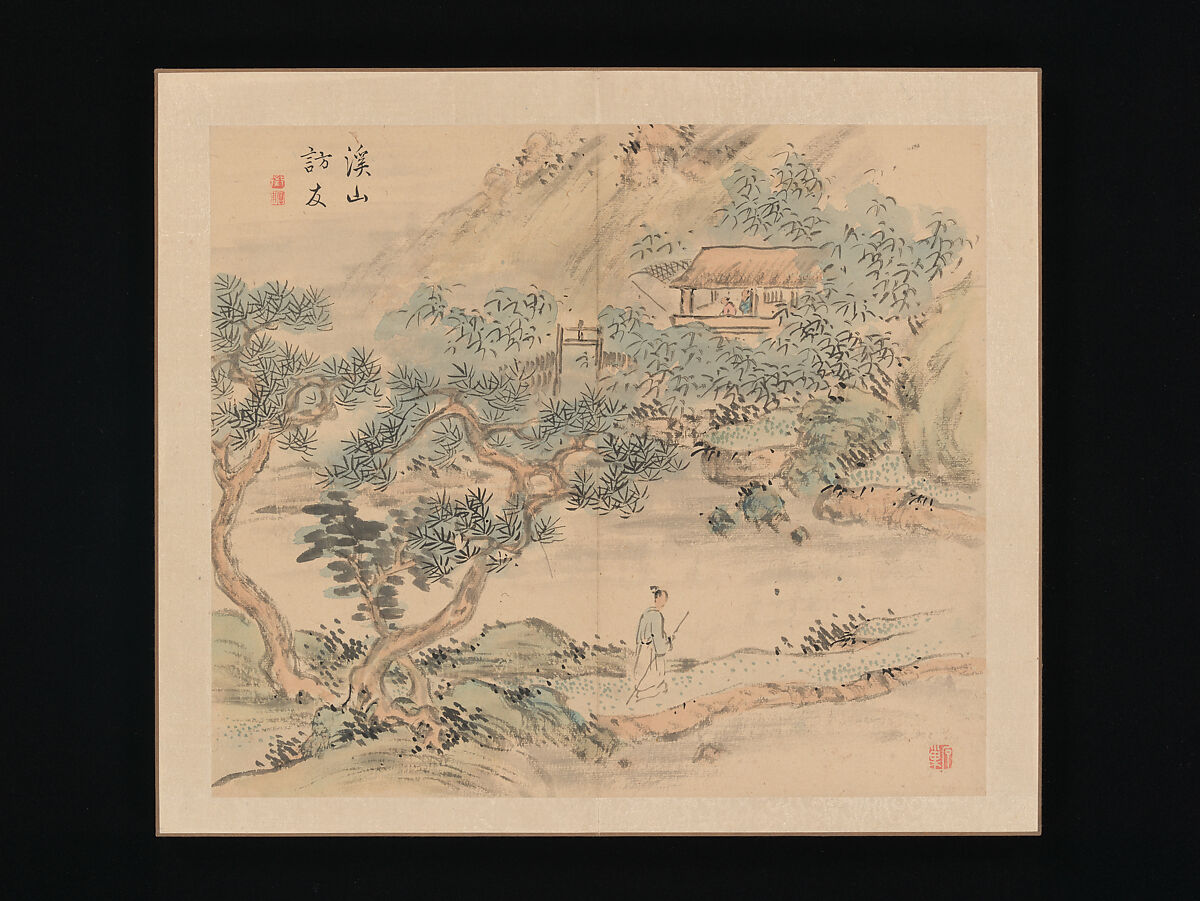 Landscapes of the Four Seasons, Takaku Aigai (Japanese, 1796–1843), Album with twelve leaves; ink and color on paper, Japan
