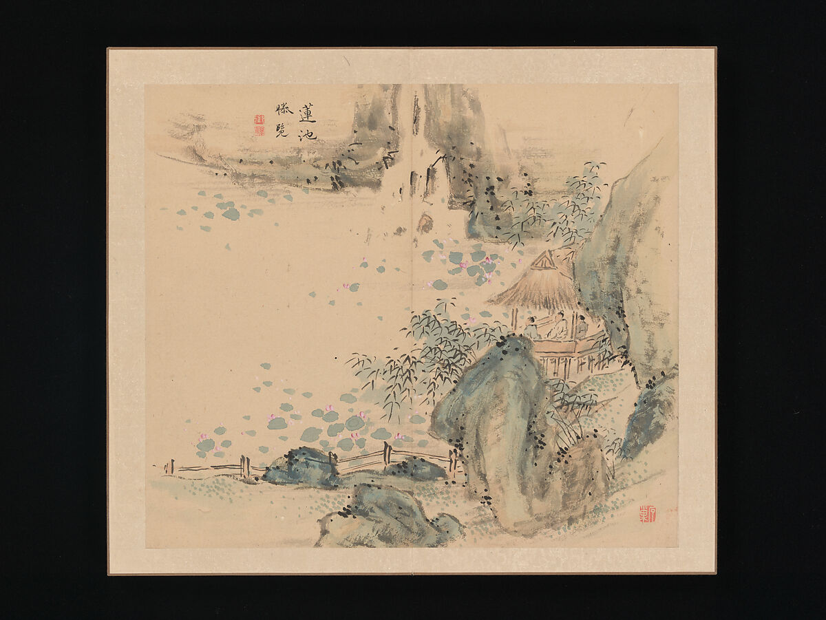 Landscapes of the Four Seasons, Takaku Aigai (Japanese, 1796–1843), Album with twelve leaves; ink and color on paper, Japan