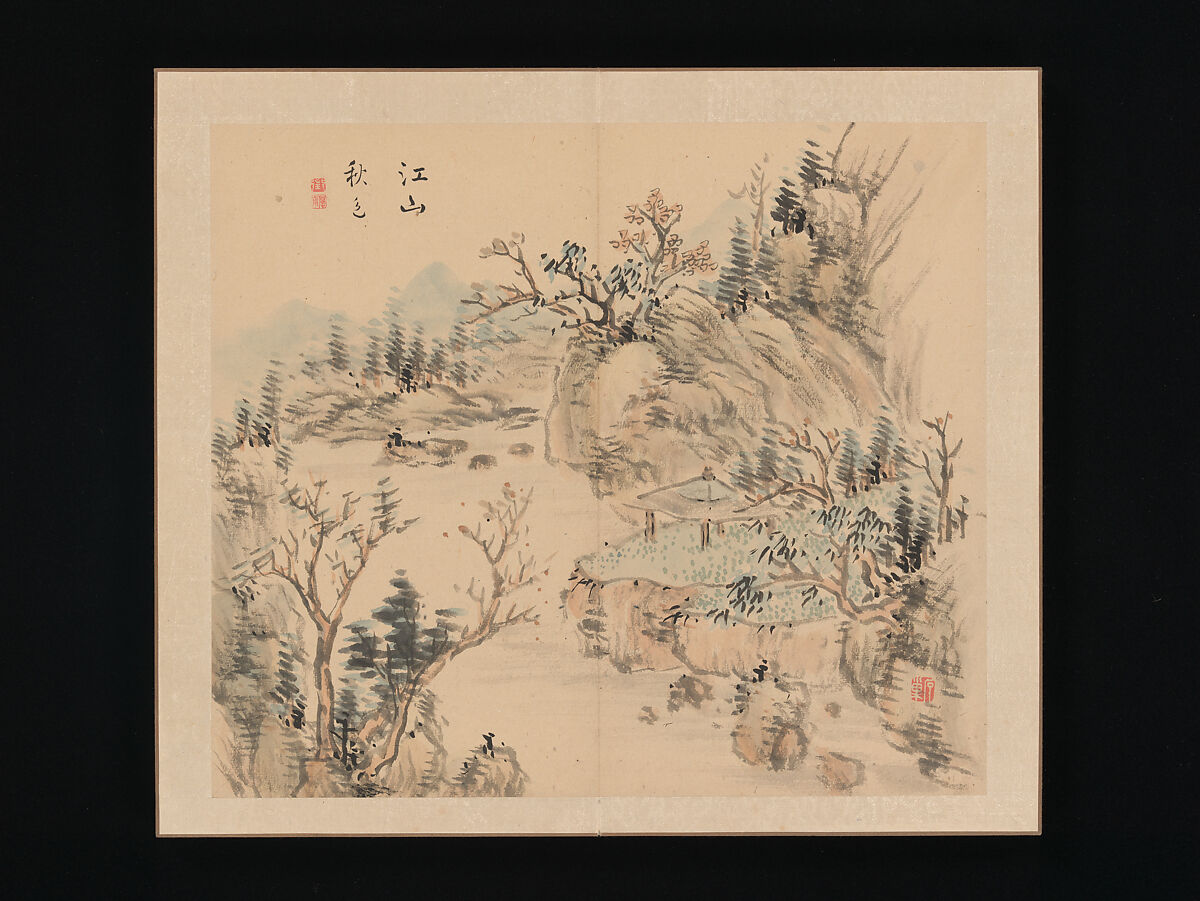 Landscapes of the Four Seasons, Takaku Aigai (Japanese, 1796–1843), Album with twelve leaves; ink and color on paper, Japan