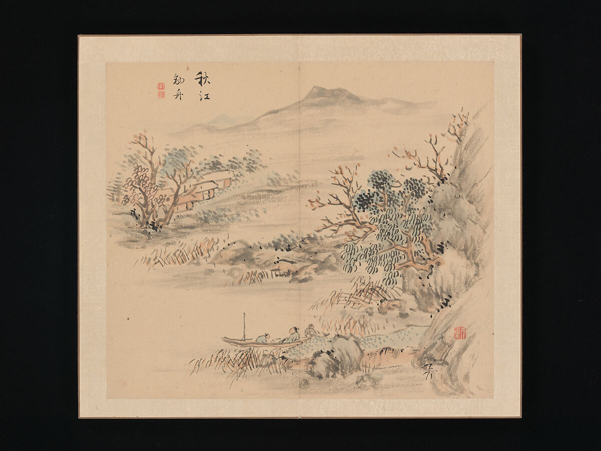 Landscapes of the Four Seasons, Takaku Aigai (Japanese, 1796–1843), Album with twelve leaves; ink and color on paper, Japan