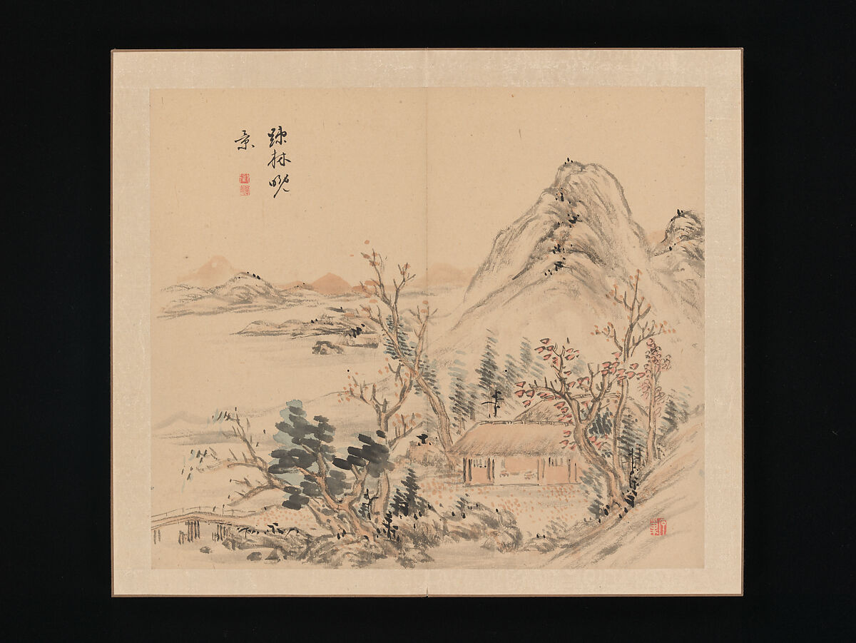Landscapes of the Four Seasons, Takaku Aigai (Japanese, 1796–1843), Album with twelve leaves; ink and color on paper, Japan