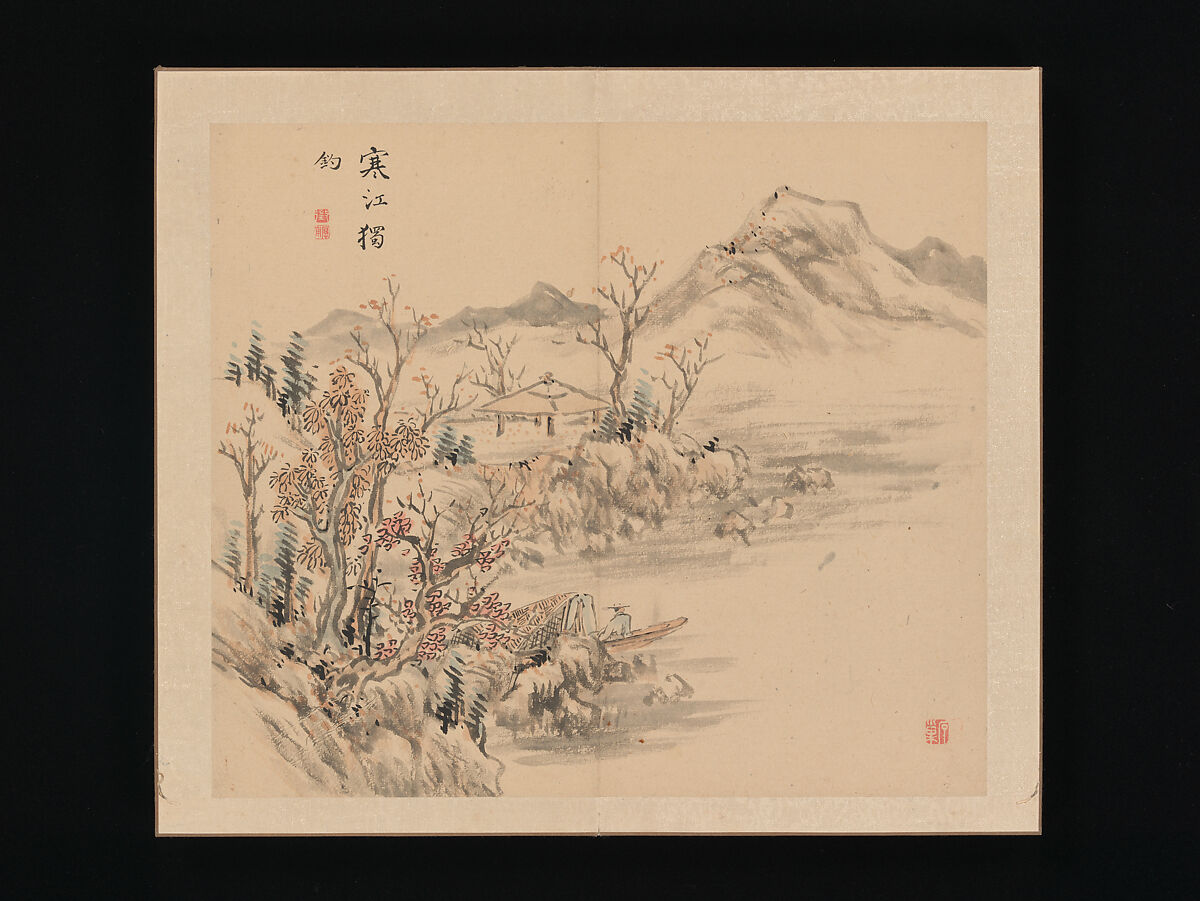 Landscapes of the Four Seasons, Takaku Aigai (Japanese, 1796–1843), Album with twelve leaves; ink and color on paper, Japan