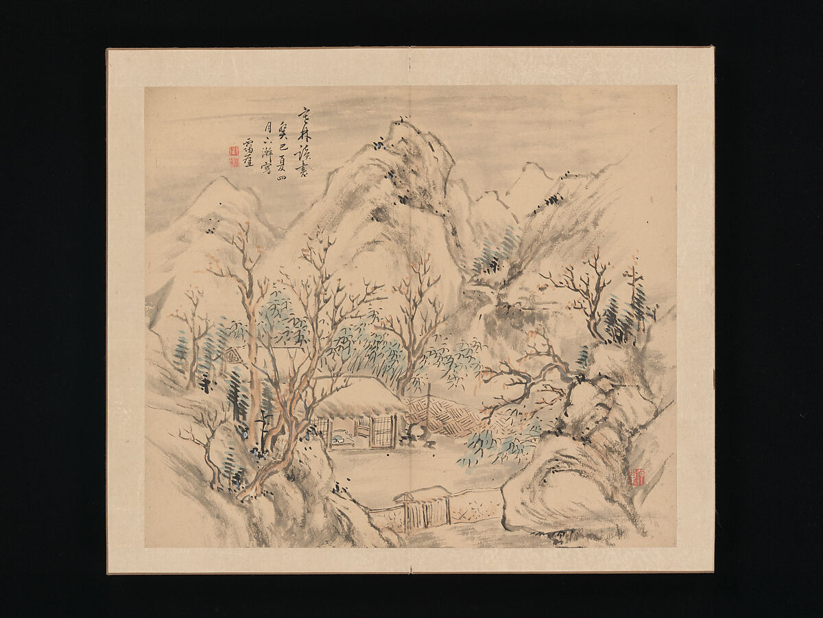 Landscapes of the Four Seasons, Takaku Aigai (Japanese, 1796–1843), Album with twelve leaves; ink and color on paper, Japan