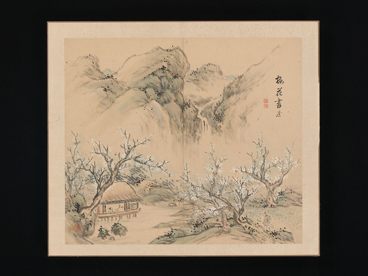 Landscapes of the Four Seasons, Takaku Aigai (Japanese, 1796–1843), Album with twelve leaves; ink and color on paper, Japan 