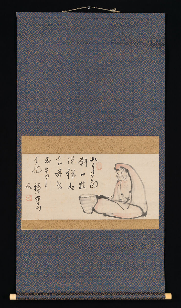 Daruma, Totoki Baigai (Japanese, 1749–1804), Hanging scroll; ink and color on paper, Japan