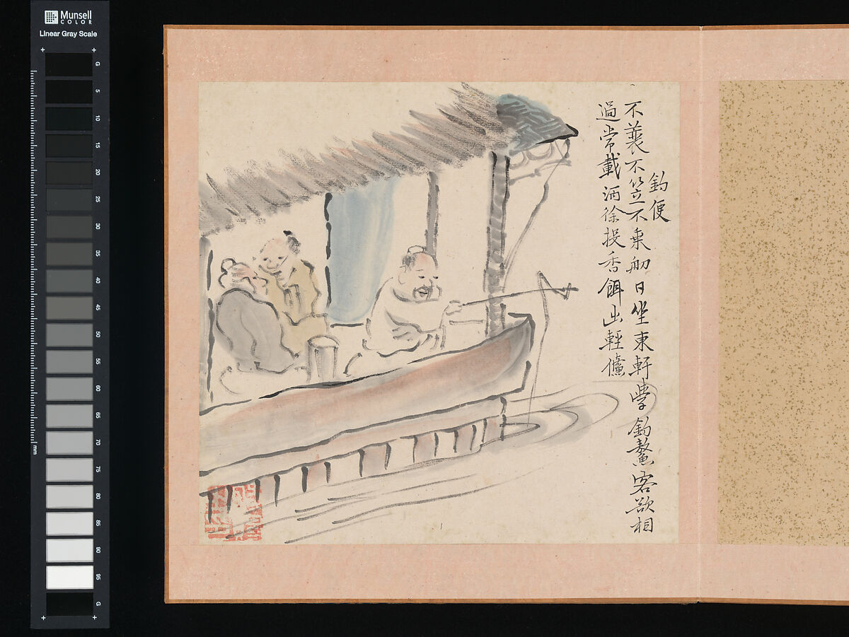 After Ike no Taiga and Yosa Buson’s Ten Conveniences and Ten Pleasures, Copied by Totoki Baigai (Japanese, 1749–1804), Two albums, each with ten leaves; ink and color on paper, Japan