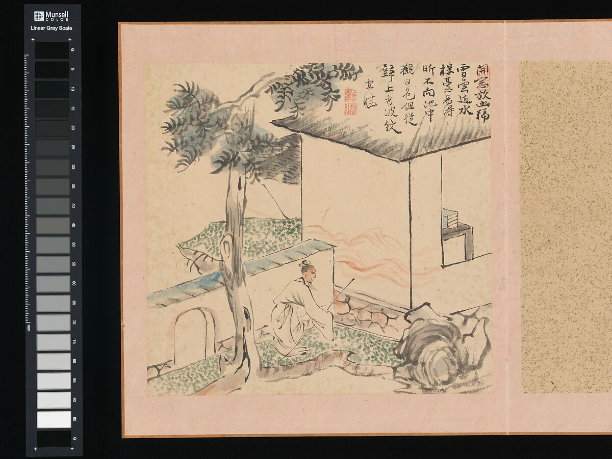After Ike no Taiga and Yosa Buson’s Ten Conveniences and Ten Pleasures, Copied by Totoki Baigai (Japanese, 1749–1804), Two albums, each with ten leaves; ink and color on paper, Japan