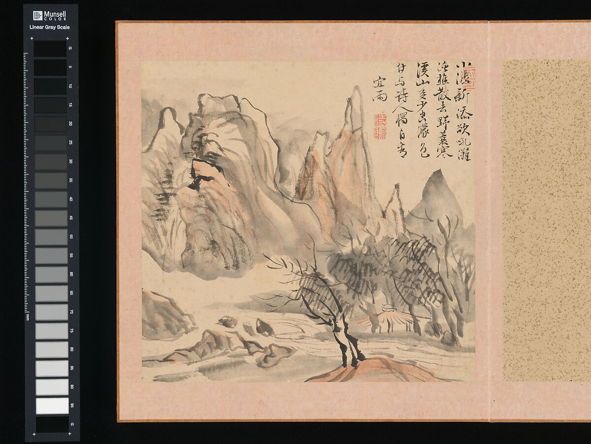After Ike no Taiga and Yosa Buson’s Ten Conveniences and Ten Pleasures, Copied by Totoki Baigai (Japanese, 1749–1804), Two albums, each with ten leaves; ink and color on paper, Japan