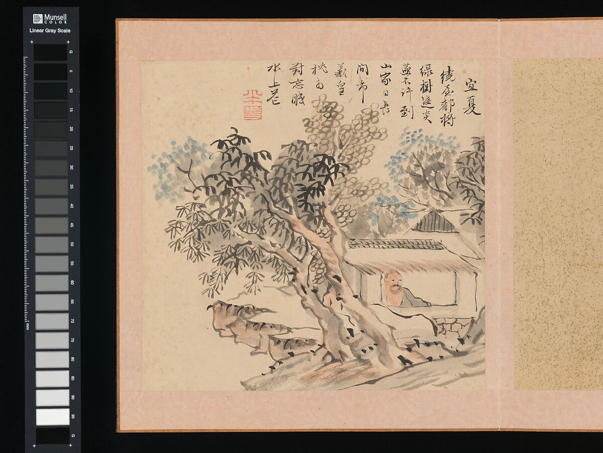 After Ike no Taiga and Yosa Buson’s Ten Conveniences and Ten Pleasures, Copied by Totoki Baigai (Japanese, 1749–1804), Two albums, each with ten leaves; ink and color on paper, Japan