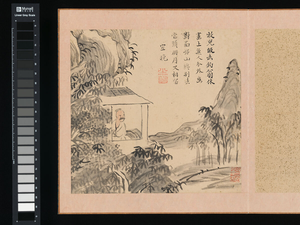 After Ike no Taiga and Yosa Buson’s Ten Conveniences and Ten Pleasures, Copied by Totoki Baigai (Japanese, 1749–1804), Two albums, each with ten leaves; ink and color on paper, Japan