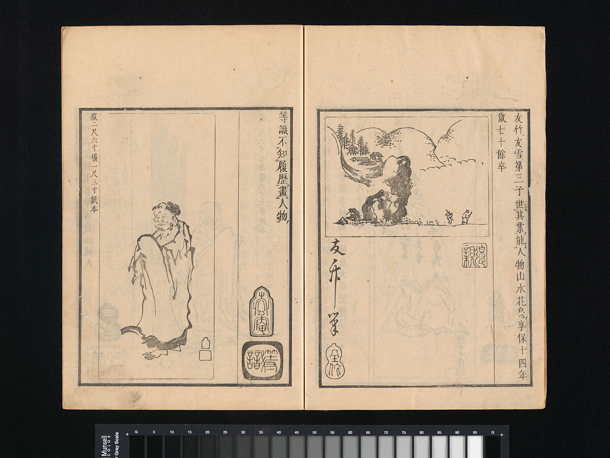 Collection of Japanese 
Paintings, Tani Bunchō (Japanese, 1763–1840), Eight woodblock printed books; ink and color on paper, Japan