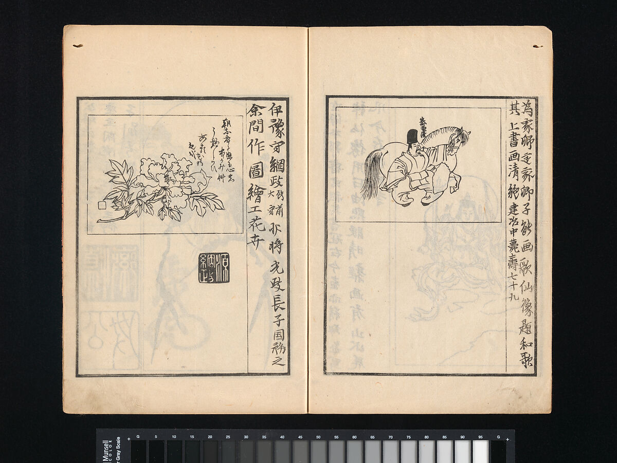 Collection of Japanese 
Paintings, Tani Bunchō (Japanese, 1763–1840), Eight woodblock printed books; ink and color on paper, Japan