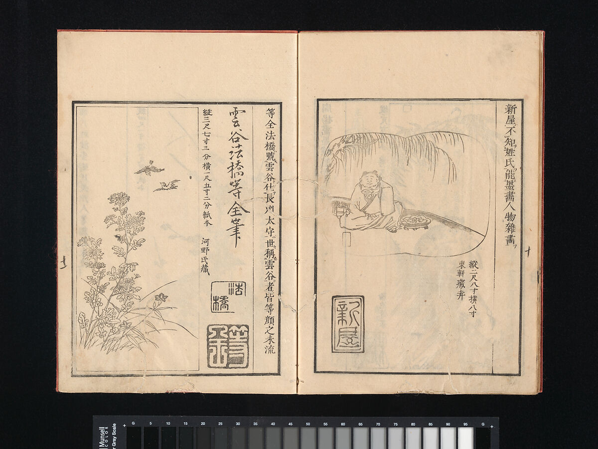 Collection of Japanese 
Paintings, Tani Bunchō (Japanese, 1763–1840), Eight woodblock printed books; ink and color on paper, Japan