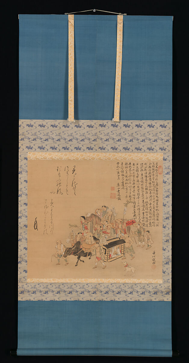 Pilgrims Travelling to Ise, Chōgō (Japanese,  active 18th century), Hanging scroll; ink and color on paper, Japan