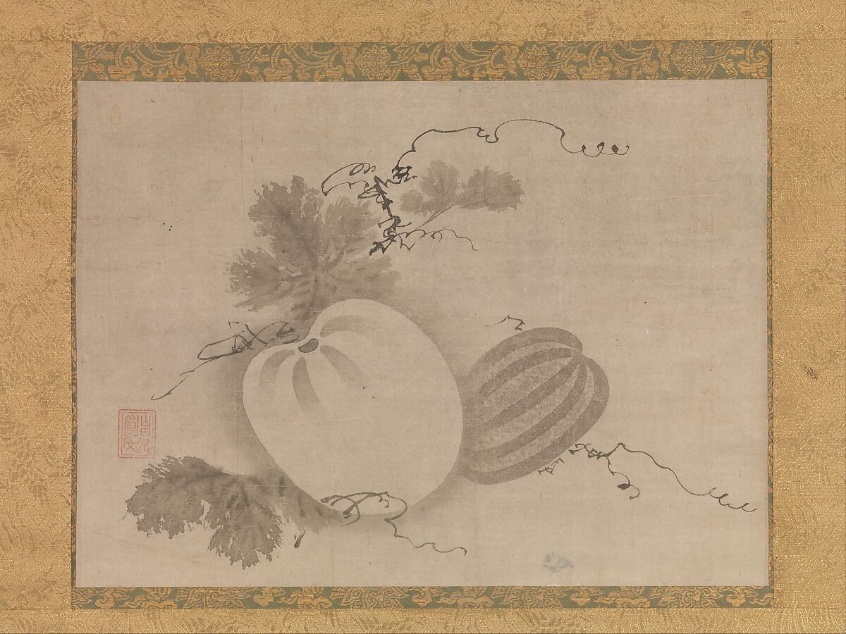 Melons, Yamada Dōan (Japanese, second half of the 16th century), Hanging scroll; ink on paper, Japan 