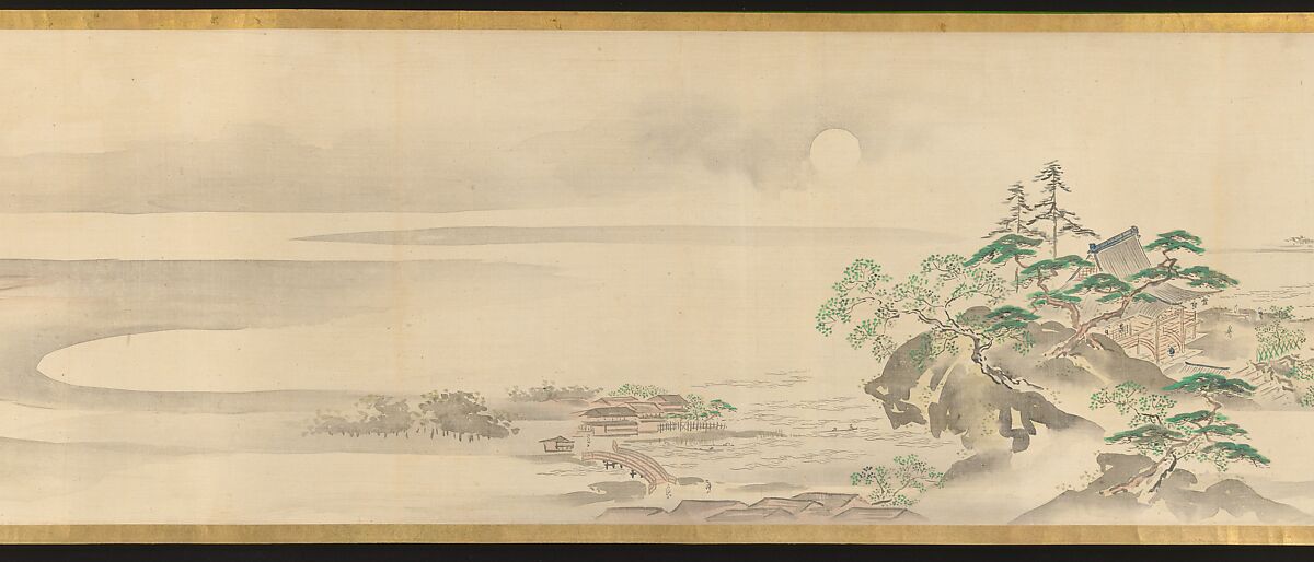 Three Gods of Good Fortune Visit the Yoshiwara; or “Scenes of Pleasure at the Height of Spring”, Chōbunsai Eishi (Japanese, 1756–1829), Handscroll; ink and color on silk, Japan