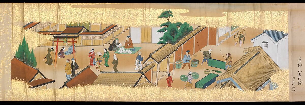 Festivities of the Twelve Months: “Sannō Hiyoshi Festivals Held on the Day of the Monkey in the Mid-Fourth Month”; Festivities of the Twelve Months: “Sumō Wrestling at Matsuno’o Shrine during the Hassaku Festival on the First Day of the Eighth Month”, Two handscrolls; ink, color and gold on paper, Japan