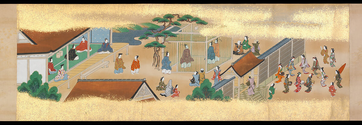 Festivities of the Twelve Months: “Sannō Hiyoshi Festivals Held on the Day of the Monkey in the Mid-Fourth Month”; Festivities of the Twelve Months: “Sumō Wrestling at Matsuno’o Shrine during the Hassaku Festival on the First Day of the Eighth Month”, Two handscrolls; ink, color and gold on paper, Japan