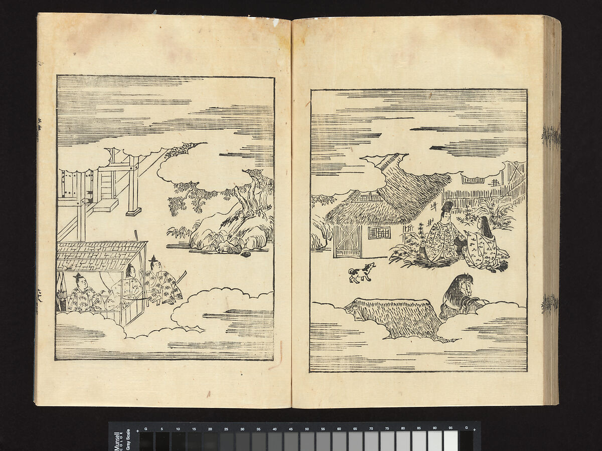 The Illustrated Tale of Genji, Yamamoto Shunshō (Japanese, 1610–1682), Twenty-four woodblock-printed volumes; ink on paper, Japan