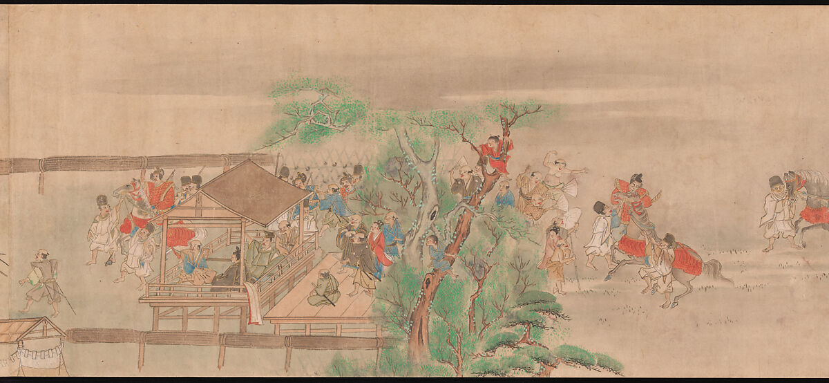 Horse Race at Kamo, Sumiyoshi Hiromori (Japanese, 1705–1777), Handscroll; ink, color and gold on paper, Japan