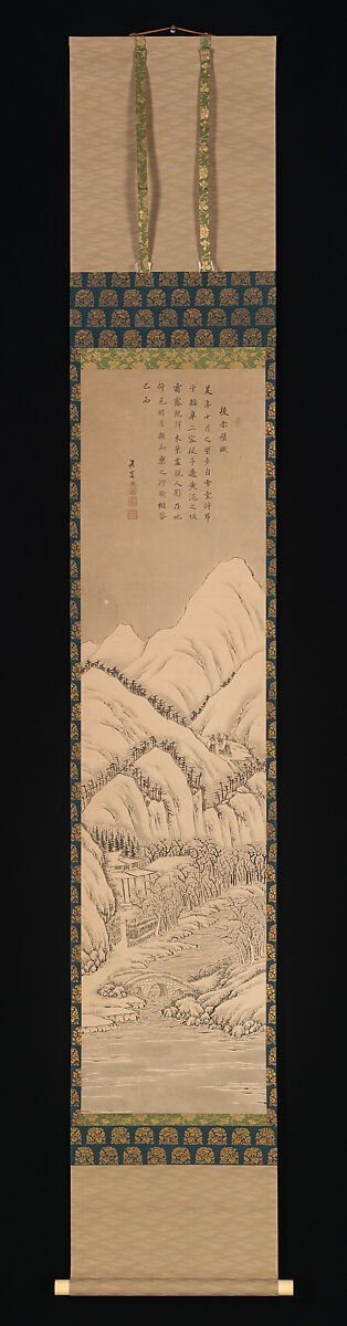 Su Shi's "Ode to His Second Visit to 
the Red Cliff", Kano Hōgai (Japanese, 1828–1888), Hanging scroll; ink on paper, Japan