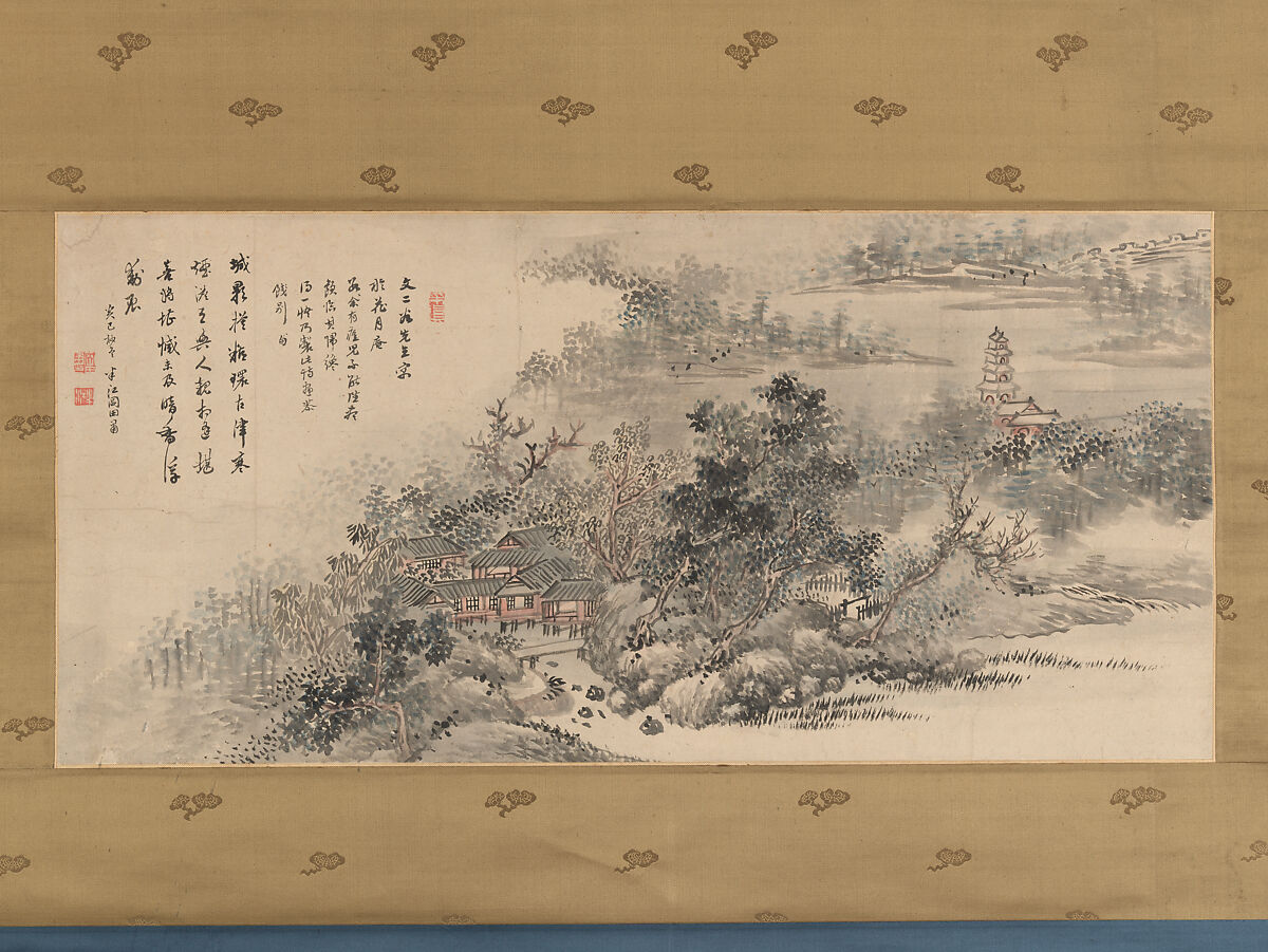 Farewell Gift to Tani Bunji, Okada Hankō (Japanese, 1782–1846), Hanging scroll; ink and color on paper, Japan 