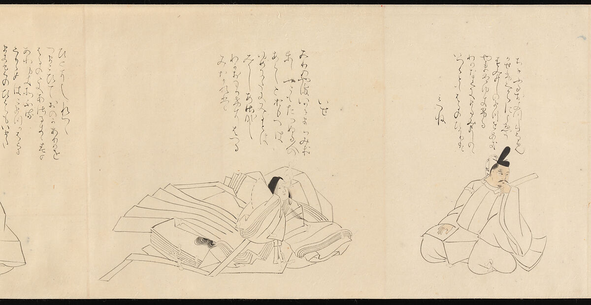 The Thirty-Six Poetic Immortals, Sakai Hōitsu (Japanese, 1761–1828), Handscroll; ink and color on paper, Japan