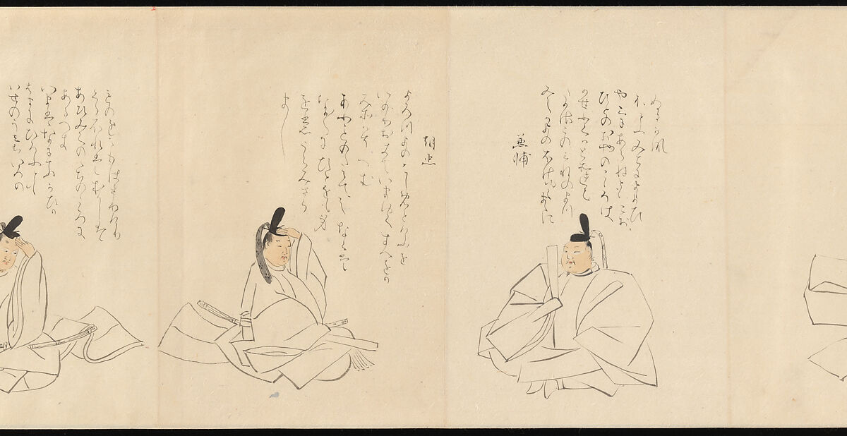 The Thirty-Six Poetic Immortals, Sakai Hōitsu (Japanese, 1761–1828), Handscroll; ink and color on paper, Japan