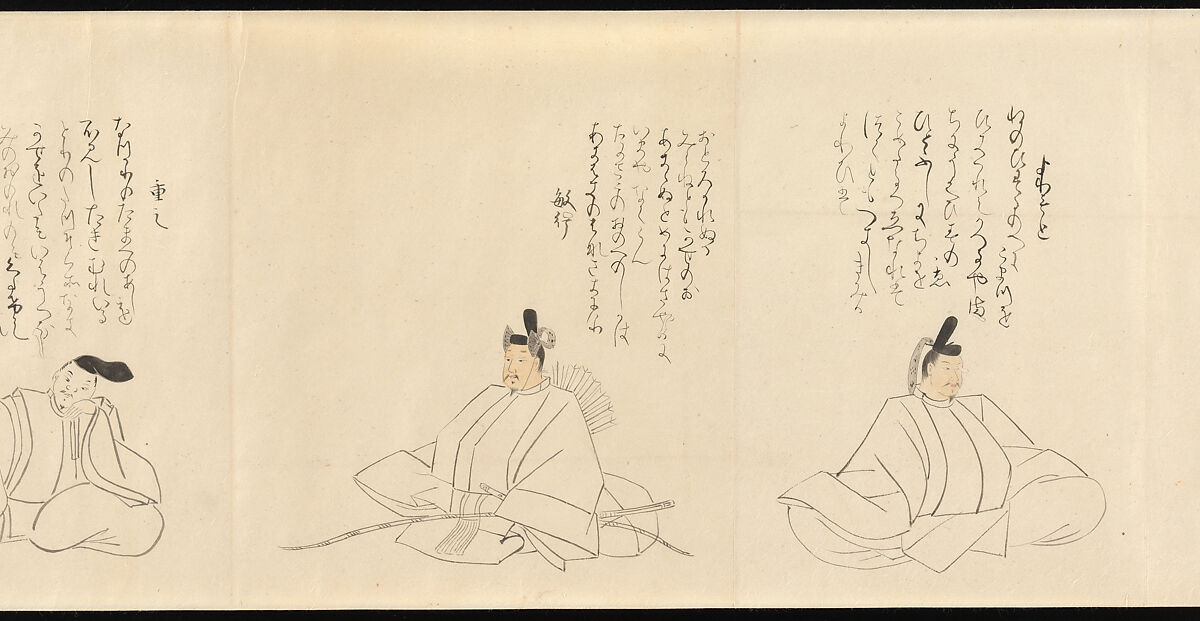 The Thirty-Six Poetic Immortals, Sakai Hōitsu (Japanese, 1761–1828), Handscroll; ink and color on paper, Japan