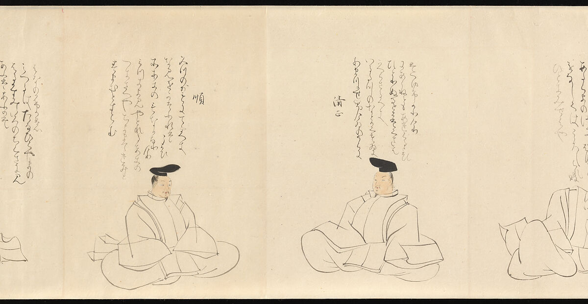 The Thirty-Six Poetic Immortals, Sakai Hōitsu (Japanese, 1761–1828), Handscroll; ink and color on paper, Japan