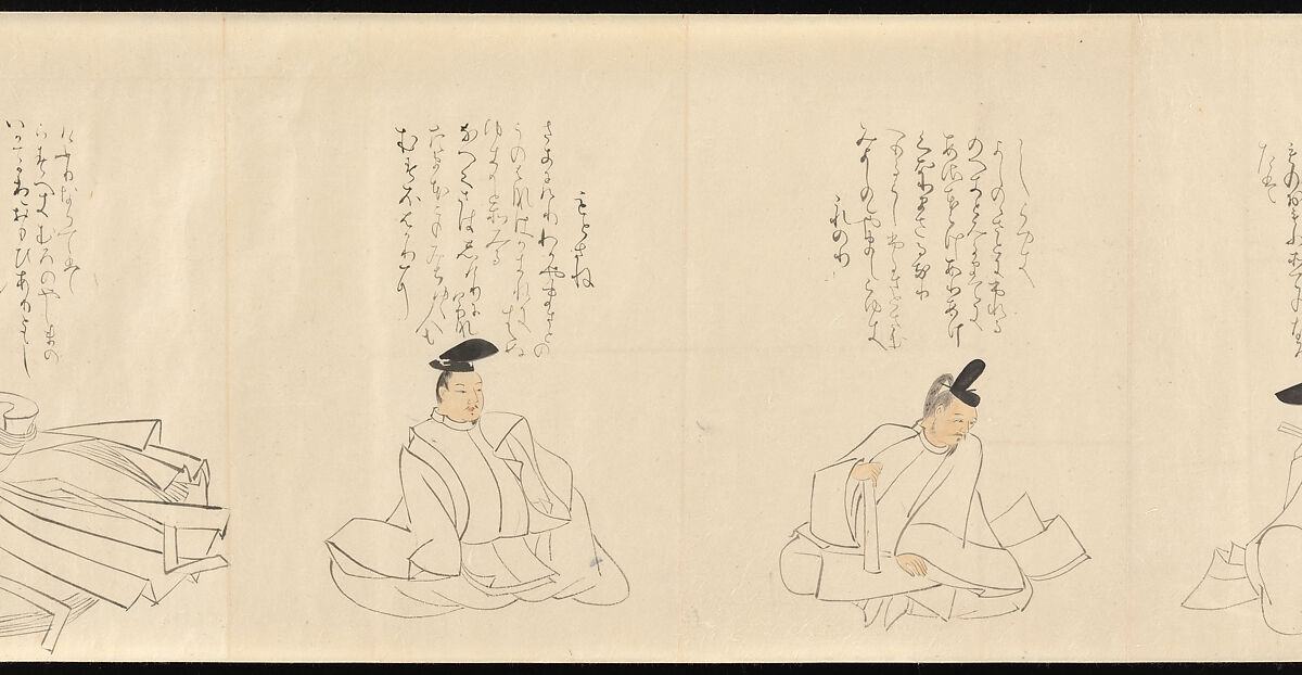 The Thirty-Six Poetic Immortals, Sakai Hōitsu (Japanese, 1761–1828), Handscroll; ink and color on paper, Japan