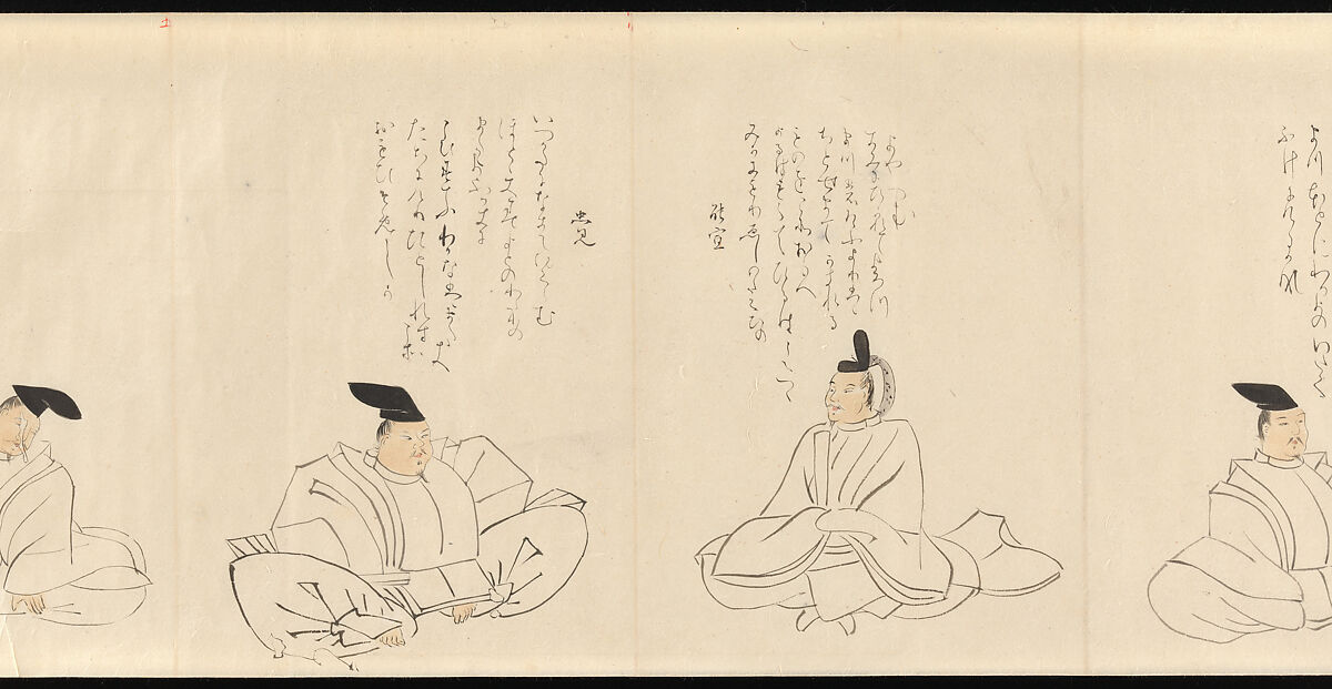 The Thirty-Six Poetic Immortals, Sakai Hōitsu (Japanese, 1761–1828), Handscroll; ink and color on paper, Japan