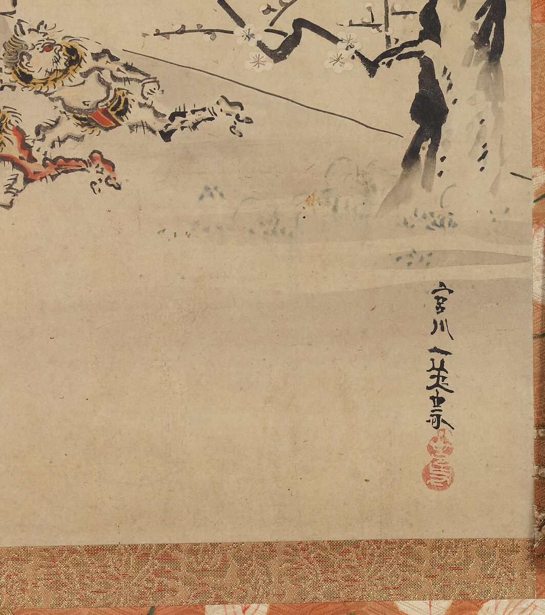 Shimabara Courtesans Exorcizing Demons, Miyagawa Isshō (Japanese, 1689–1780), Hanging scroll; ink and color on paper, Japan
