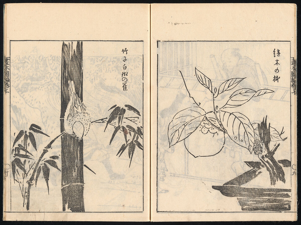 Collected Manual of Paintings, Hanabusa Ippō (Japanese, 1691–1760), Three woodblock printed books; ink on paper, Japan