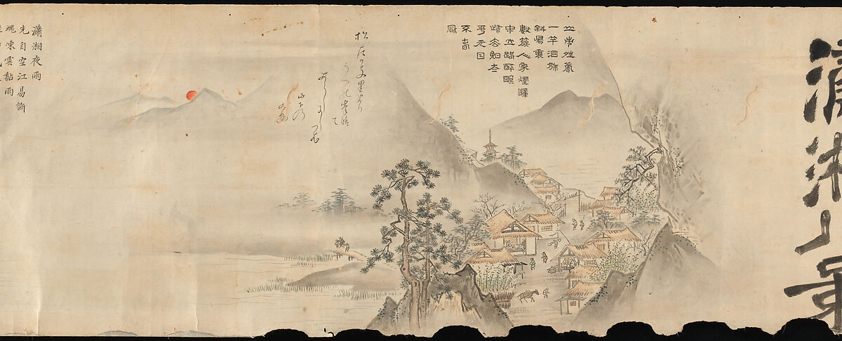 Eight Views of the Xiao and Xiang Rivers, Kano Tōun (Japanese, 1625–1694), Handscroll; ink and color on paper, Japan