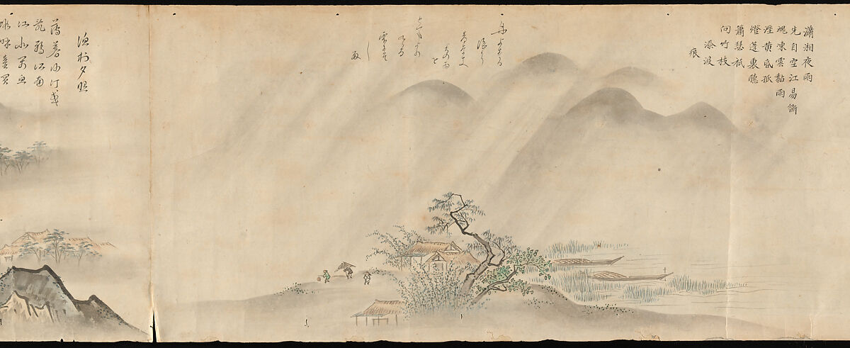 Eight Views of the Xiao and Xiang Rivers, Kano Tōun (Japanese, 1625–1694), Handscroll; ink and color on paper, Japan