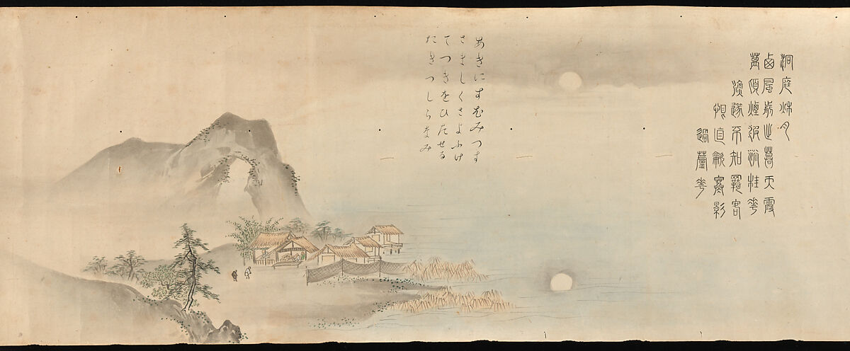 Eight Views of the Xiao and Xiang Rivers, Kano Tōun (Japanese, 1625–1694), Handscroll; ink and color on paper, Japan