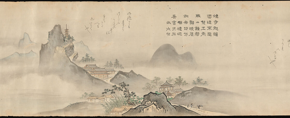 Eight Views of the Xiao and Xiang Rivers, Kano Tōun (Japanese, 1625–1694), Handscroll; ink and color on paper, Japan