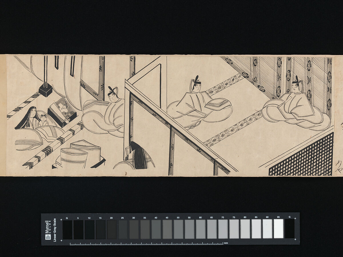 "Heartvine" ("Aoi") chapter from The Tale of Genji (Genji monogatari), Handscroll; ink on paper, Japan