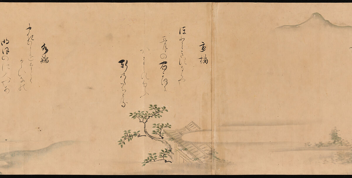 Fujiwara no Teika’s “Poems on Flowers and Birds of the Twelve Months”, Handscroll; ink and color on paper, Japan