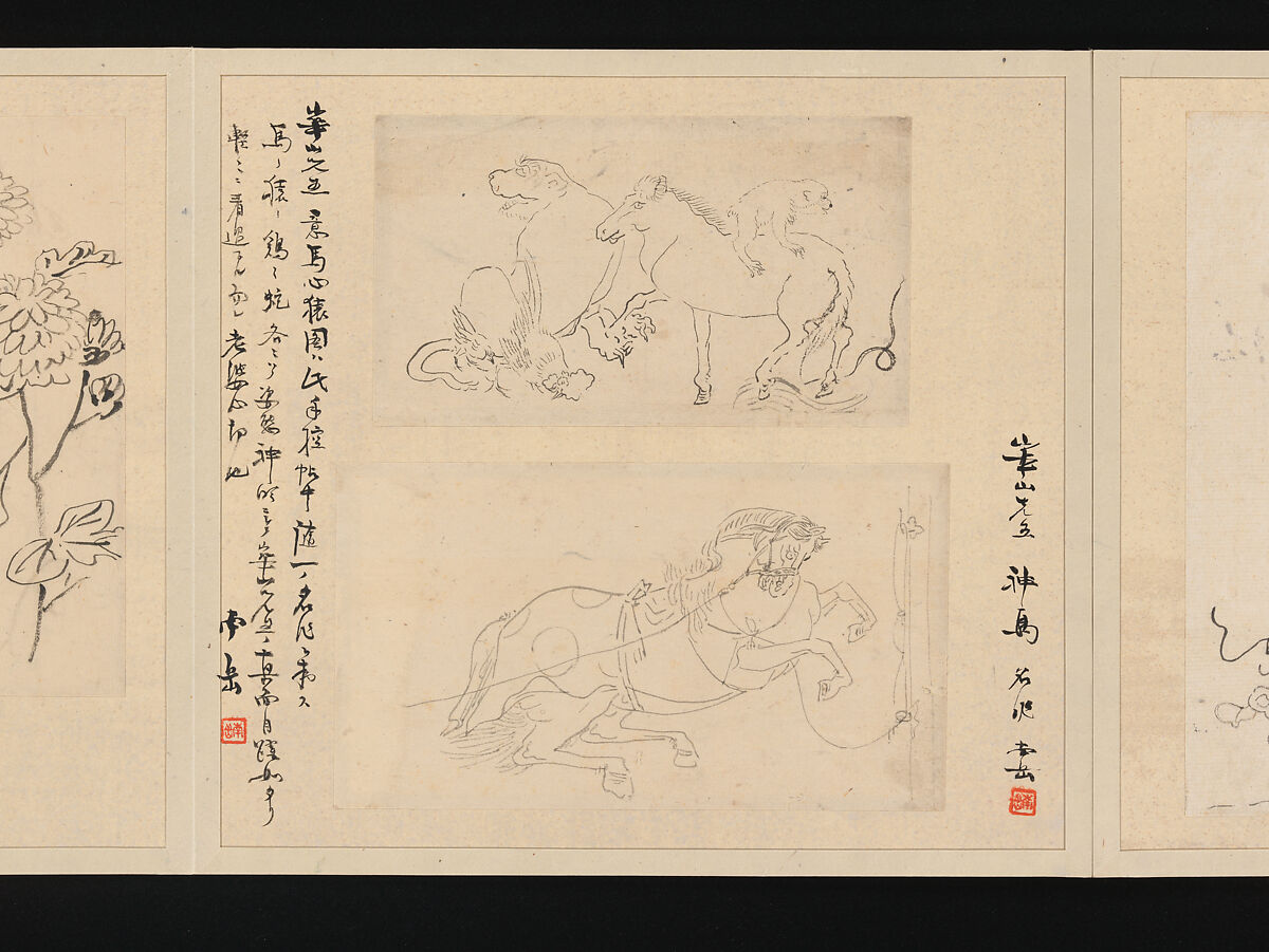 Album of Fifty-four Sketches, Watanabe Kazan (Japanese, died 1841), Album of fifty-four sketches; ink and color on paper, Japan