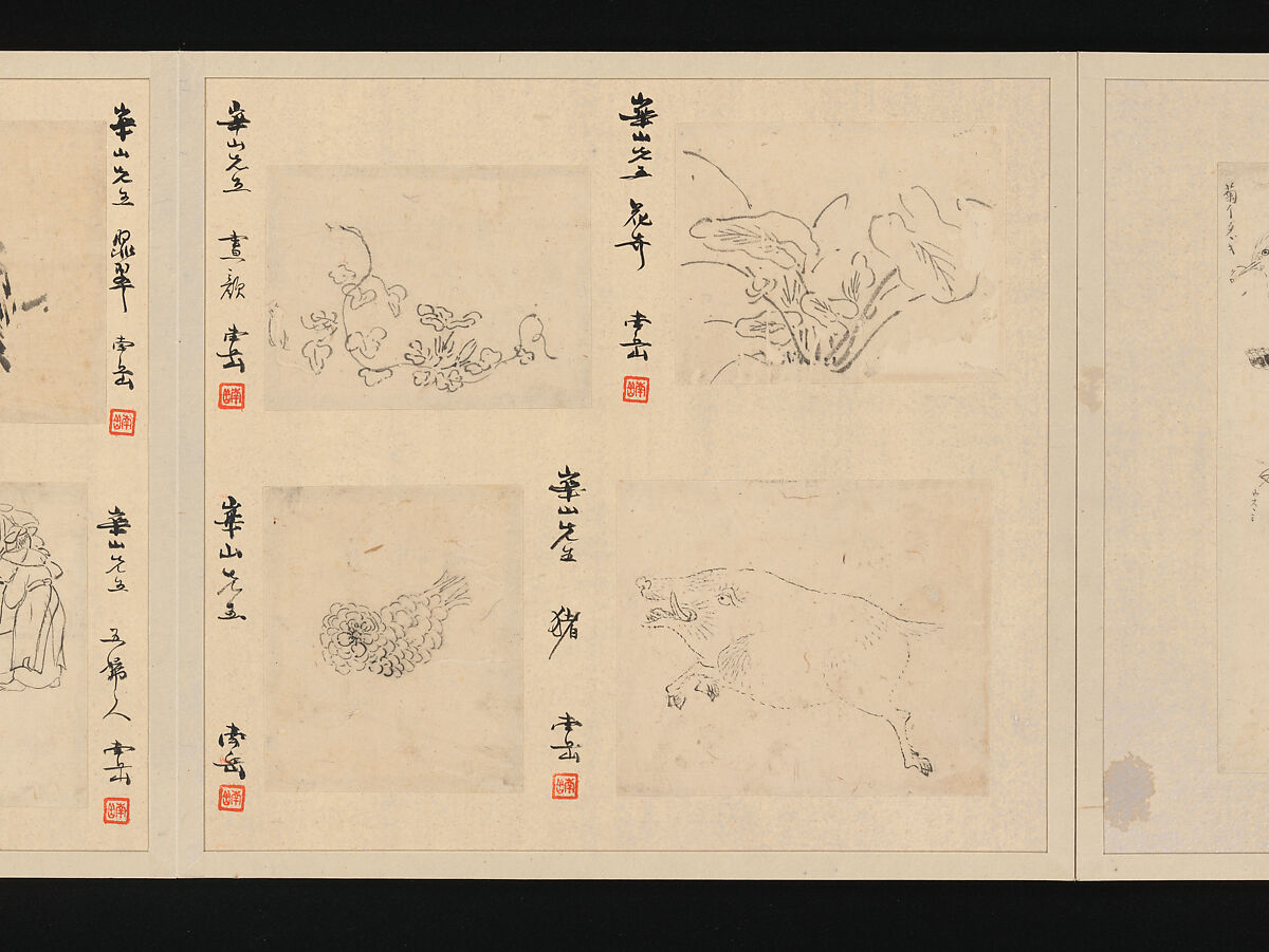 Album of Fifty-four Sketches, Watanabe Kazan (Japanese, died 1841), Album of fifty-four sketches; ink and color on paper, Japan