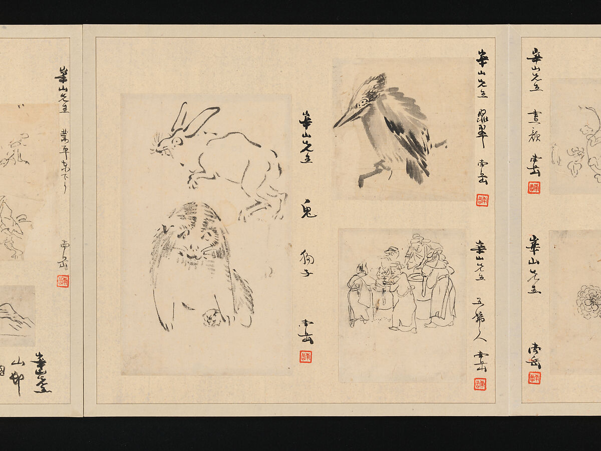 Album of Fifty-four Sketches, Watanabe Kazan (Japanese, died 1841), Album of fifty-four sketches; ink and color on paper, Japan
