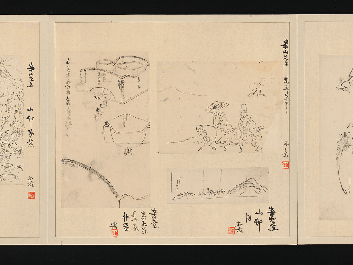 Album of Fifty-four Sketches, Watanabe Kazan (Japanese, died 1841), Album of fifty-four sketches; ink and color on paper, Japan