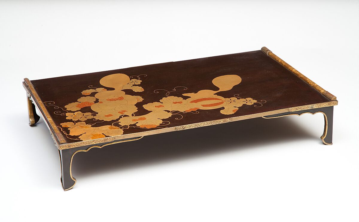 Writing Table (Bundai) with Melons and Squirrels, Lacquered wood with gold hiramaki-e and e-nashiji (“pear-skin picture”), Japan 